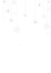 Obraz premium transparent geometric snowflakes and simple stars, minimalist flat vector pattern scattered on immaculate white background with ample copy space, elegant scandinavian winter holiday concept