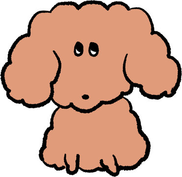 Sitting cute derpy dog doodle, funny hand drawn puppy illustration