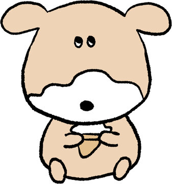 Hungry cute derpy dog doodle, funny hand drawn puppy illustration