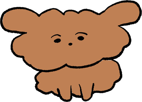 Sitting cute derpy dog doodle, funny hand drawn puppy illustration