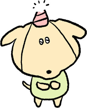 Shy cute derpy dog doodle, funny hand drawn puppy illustration