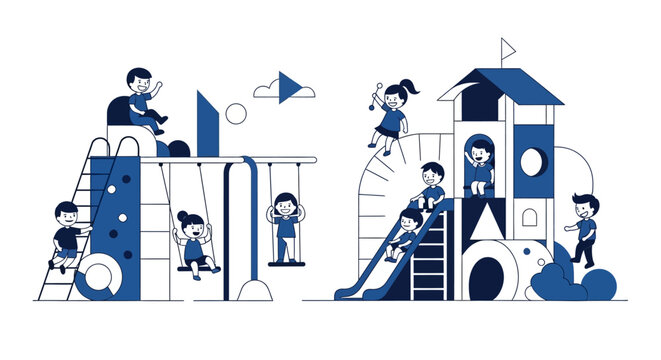 Children Playing on Playground.