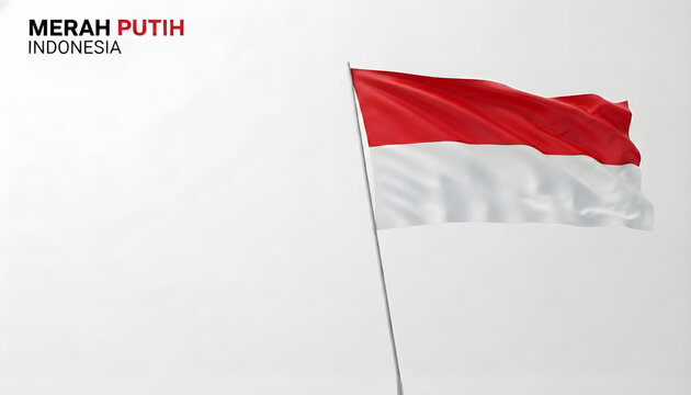 The national flag of Indonesia, the Merah Putih, proudly waving against a clean, minimalist backdrop