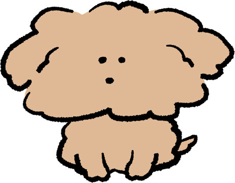 Sitting cute derpy dog doodle, funny hand drawn puppy illustration
