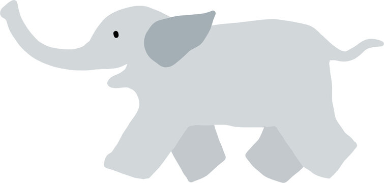 Cute elephant doodle, wild safari animal flat design illustration