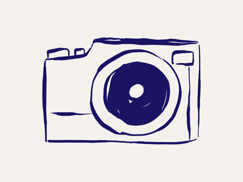 film camera in vintage doodles and retro vector illustration.