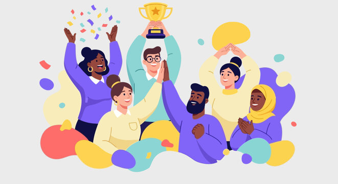 Diverse Group Celebrating Success.