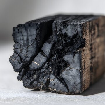 Detailed stone-like surface of broken black charcoal inkblock