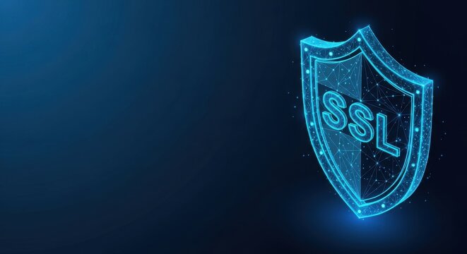 Glowing Digital Security Shield Icon with SSS Letters for Cyber Protection