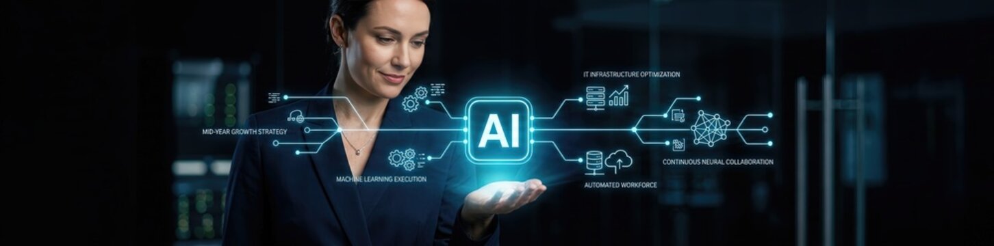 Innovative ai demonstration corporate office digital technology presentation modern environment close-up view future concepts in artificial intelligence