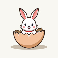 Obraz premium Cute cartoon bunny hatching from an egg