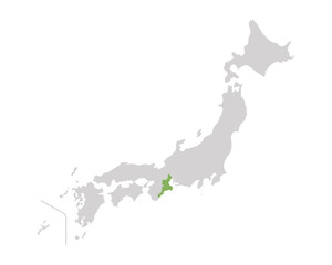 Naklejka premium 三重県だけ緑色のシンプルな日本の地図