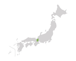 Naklejka premium 滋賀県だけ緑色のシンプルな日本の地図