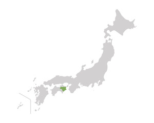 Naklejka premium 徳島県だけ緑色のシンプルな日本の地図