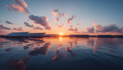 Obraz premium solar panels on water