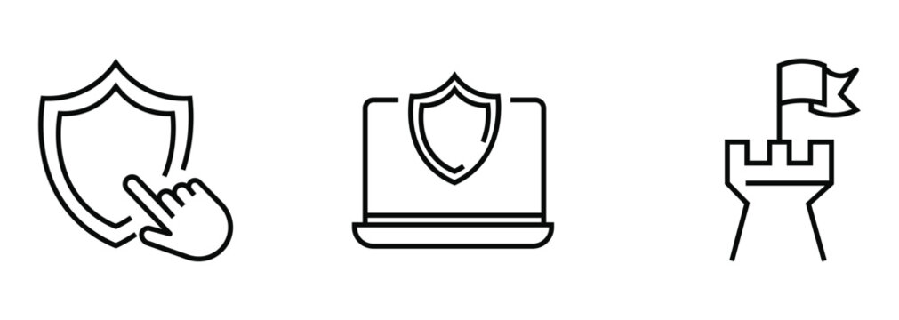 Cyber security and data protection icons set
