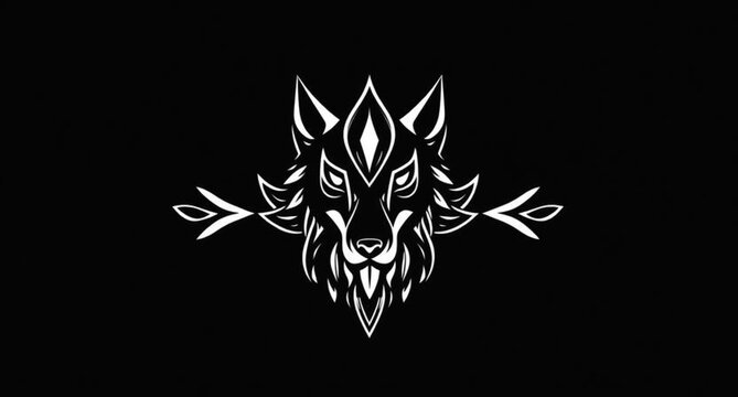 black silhouette of a white wolf vector 