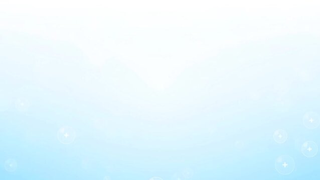 Animated medical background featuring floating clear soap bubbles with subtle cross icons on a light blue gradient. Ideal for health, skincare, and laboratory presentation loops