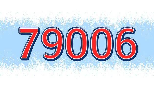 A numeral sequence in red with blue borders sits atop a light-blue expanse, edged with an icy, textured white border