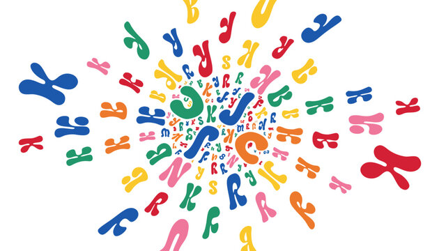 Dynamic Explosion of Colorful Alphabet Letters and Typography in Abstract Chaos.eps