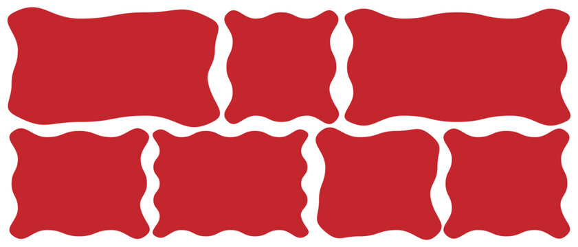 zigzag frames edge red color silhouette scalloped scallop edge shape rectangle shape. hand-drawn geometric wavy rectangles suitable for text template, 