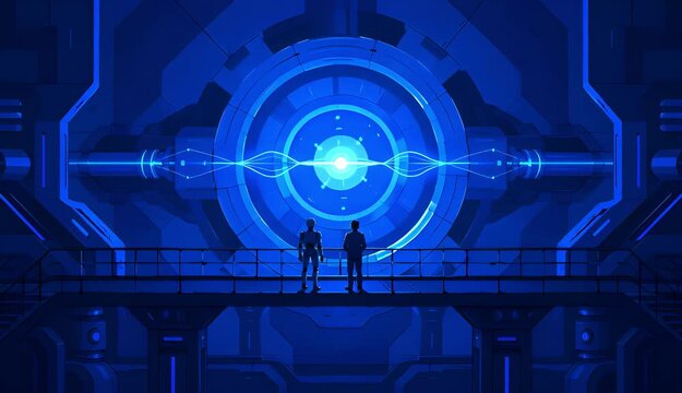 Scientists Observing Futuristic Fusion Reactor Core