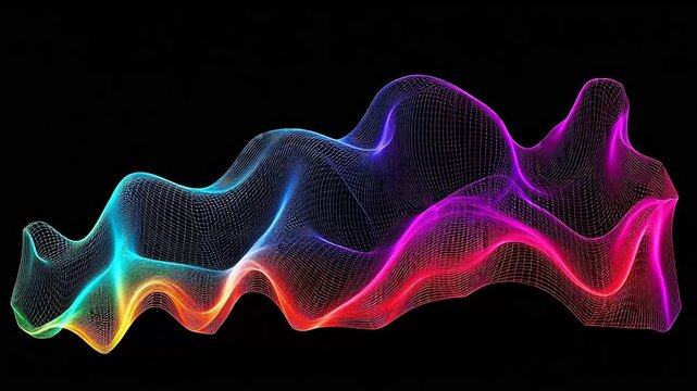 Digital black background color mountain curve abstract background
