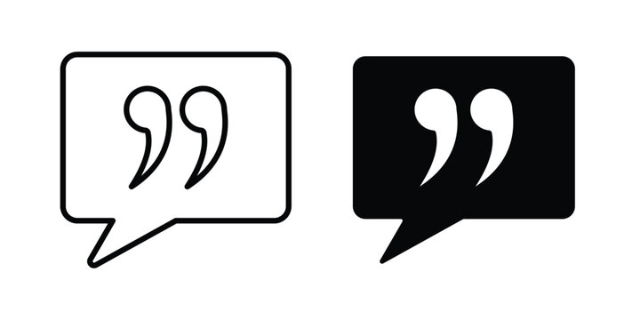 Comment quote icon. Flat vector illustration in black. EPS 10