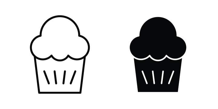 Cupcake icon. Flat vector illustration in black. EPS 10