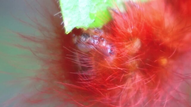 Wild caterpillars are in the grass. caterpillars in the wild.