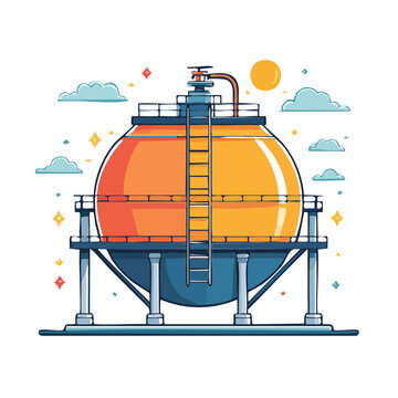 Illustration of a large spherical storage tank