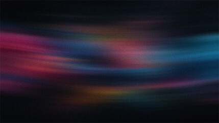 Abstract swirling waves of colorful light with subtle grain texture against a dark background, motion blur effect. © Vector Stock