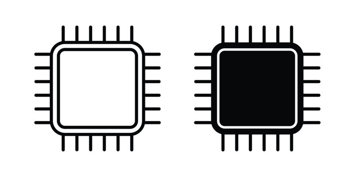 Microprocessor icon. Flat vector illustration in black. EPS 10