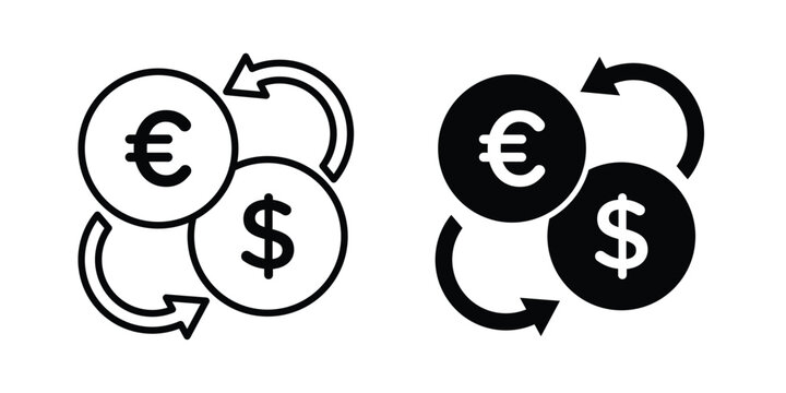 Money exchange icon. Flat vector illustration in black. EPS 10