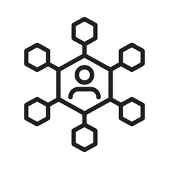 network icon with person silhouette black line art on white © MSTASIA