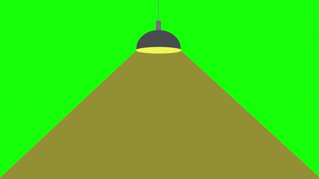 Ceiling Lamp Spotlight Illumination Animation on Green Screen Background