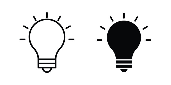 Solution lamp icon. Flat vector illustration in black. EPS 10