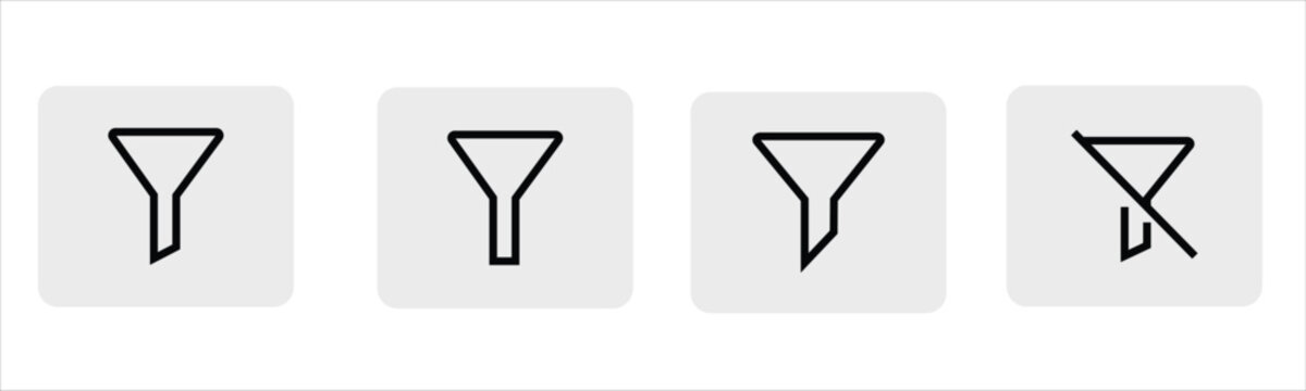 Set of four different funnel icons for data filtering