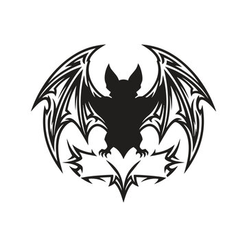 Black tribal bat silhouette with detailed wings.