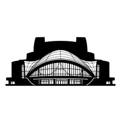 Obraz premium Modern Concert Hall and Theater Building Silhouette Vector