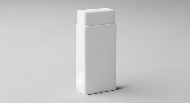 Blank white rectangular container mockup with lid isolated on gray background