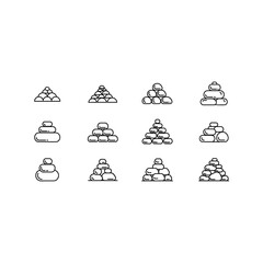 Set of simple gold bullion bar piles graphic icons with investment, treasure © mim