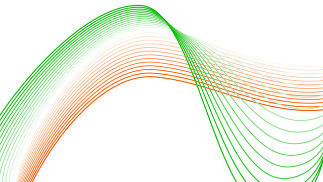 Orange White and Green Gradient Tech Line Flowing Twisted Motion Vector EPS with Transparent Background for National Day and Sustainable Tech Concept