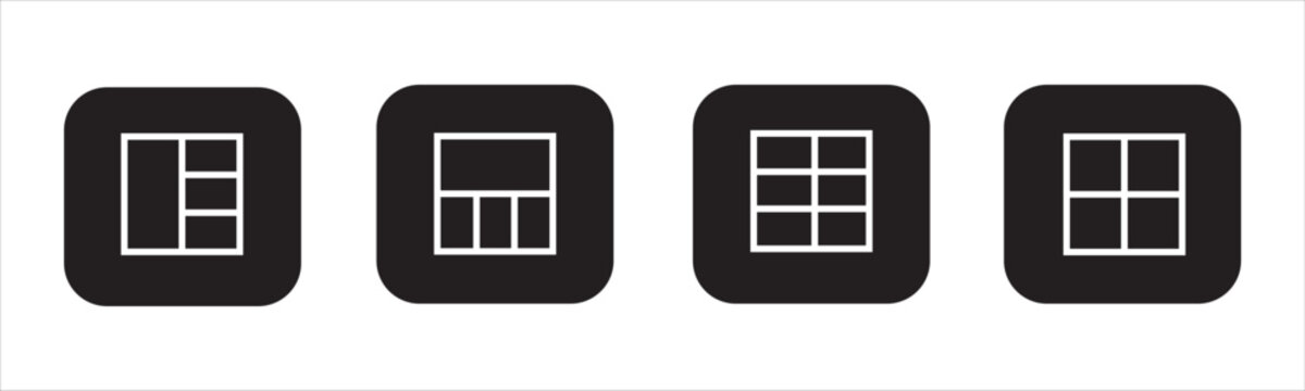 Set of four different grid layout icons for web design