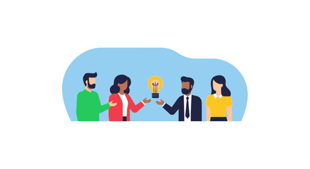 Fototapeta premium People Sharing Light Bulb Idea.