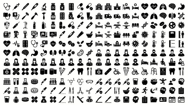 Set 220 Medecine and Health flat icons. Collection health care medical sign icons