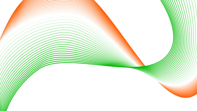 Orange White and Green Gradient Tech Line Flowing Twisted Motion Vector EPS with Transparent Background for National Day and Sustainable Tech Concept