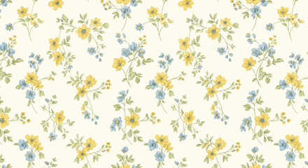 Yellow and blue floral pattern design.