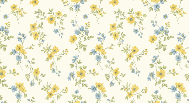 Yellow and blue floral pattern design.