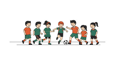 Fototapeta premium Children Playing Football Together.